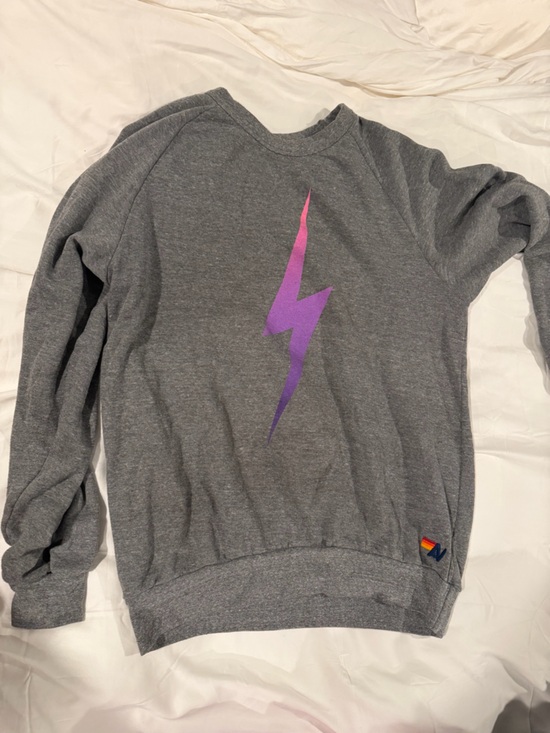 Aviator Nation Tops - Aviator Nation Gray Sweatshirt with Pink-Purple Lightning Bolt